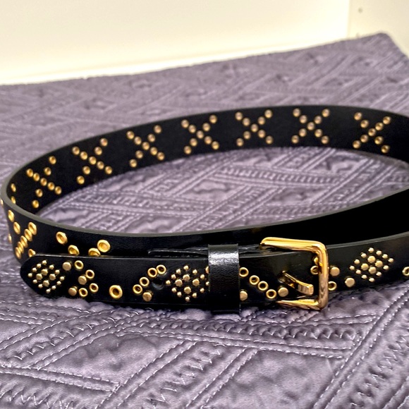 Rebecca Minkkoff black leather studded belt XS